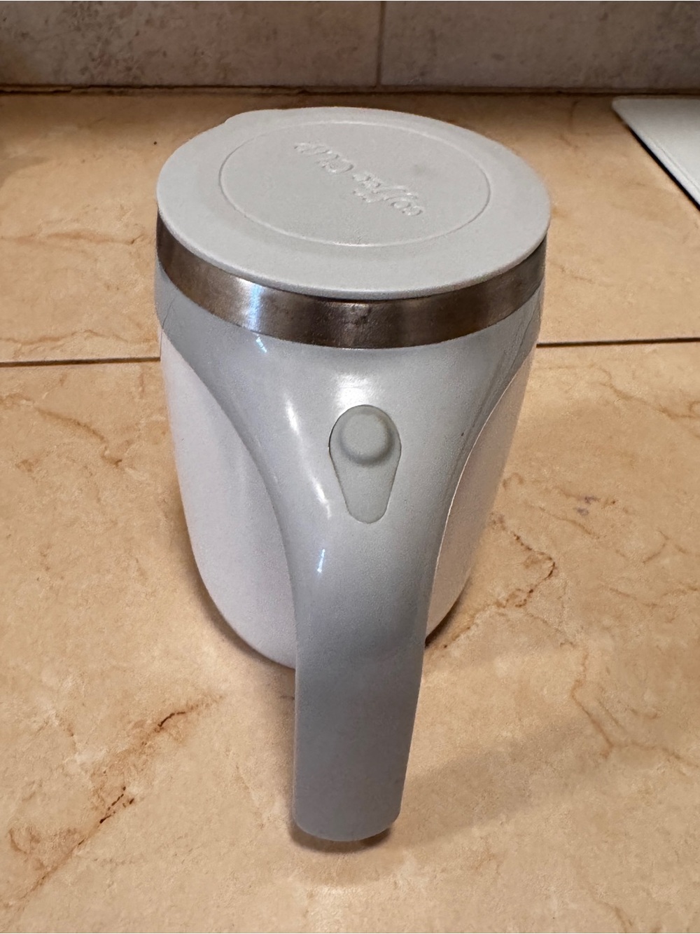 Compact Electric Grinder in Light Gray and White